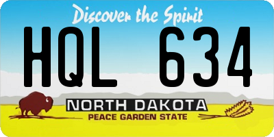 ND license plate HQL634