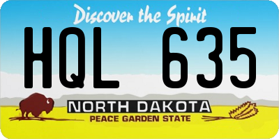 ND license plate HQL635