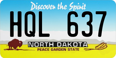 ND license plate HQL637