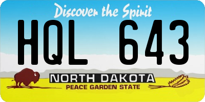 ND license plate HQL643