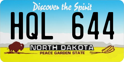 ND license plate HQL644