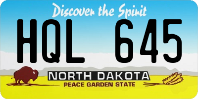ND license plate HQL645