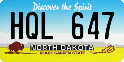ND license plate HQL647