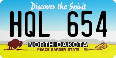 ND license plate HQL654