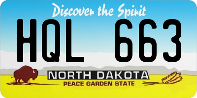 ND license plate HQL663