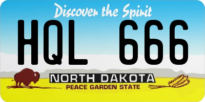 ND license plate HQL666