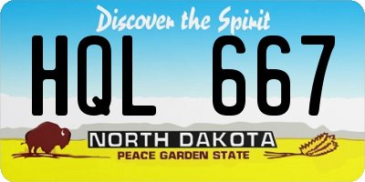 ND license plate HQL667