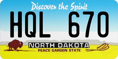 ND license plate HQL670