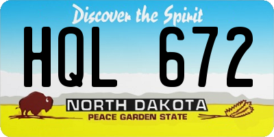 ND license plate HQL672