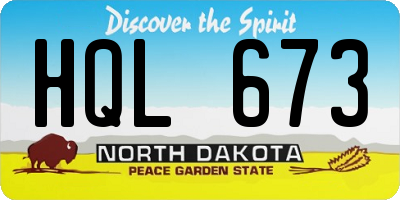 ND license plate HQL673