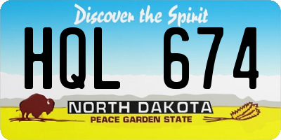 ND license plate HQL674