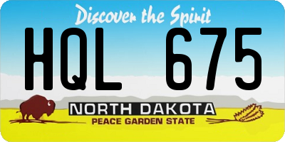 ND license plate HQL675