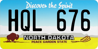 ND license plate HQL676