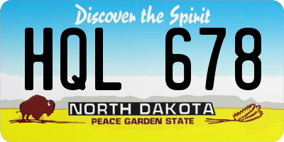 ND license plate HQL678