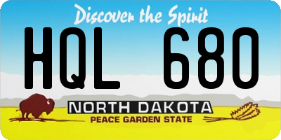 ND license plate HQL680