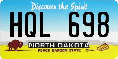 ND license plate HQL698