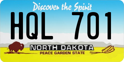 ND license plate HQL701