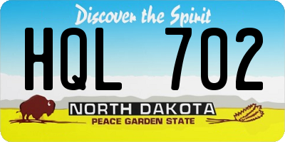 ND license plate HQL702
