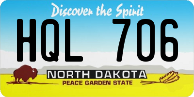 ND license plate HQL706