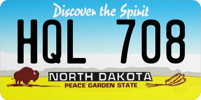 ND license plate HQL708