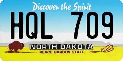 ND license plate HQL709