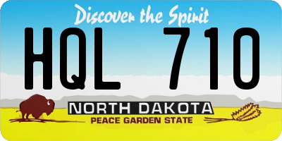 ND license plate HQL710