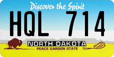 ND license plate HQL714