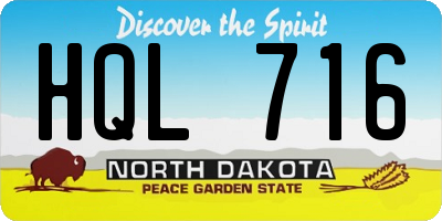 ND license plate HQL716