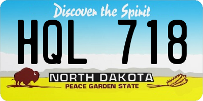 ND license plate HQL718