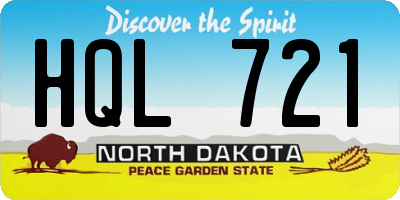 ND license plate HQL721