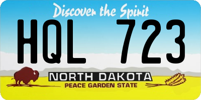 ND license plate HQL723