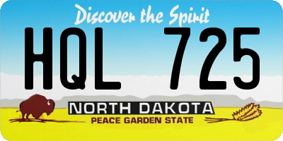 ND license plate HQL725