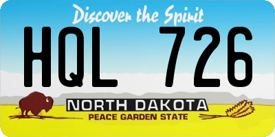 ND license plate HQL726