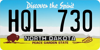 ND license plate HQL730