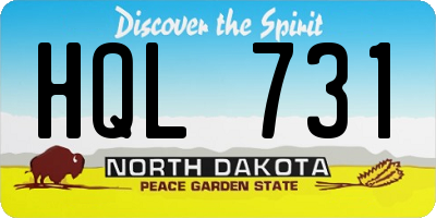 ND license plate HQL731