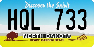 ND license plate HQL733