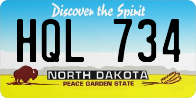 ND license plate HQL734