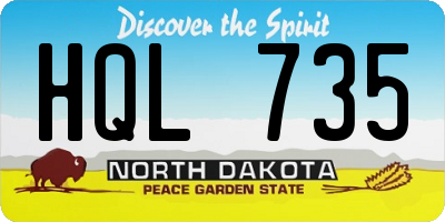 ND license plate HQL735