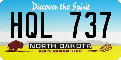 ND license plate HQL737