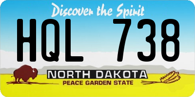 ND license plate HQL738