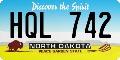 ND license plate HQL742