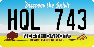 ND license plate HQL743