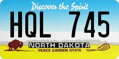 ND license plate HQL745
