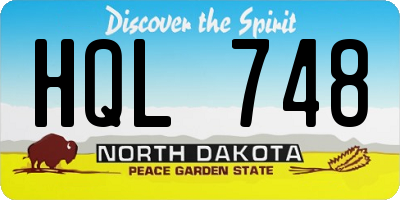 ND license plate HQL748