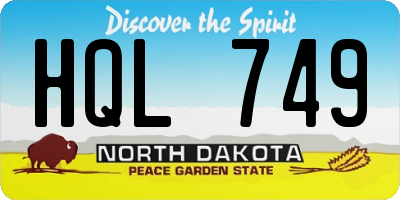 ND license plate HQL749