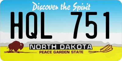 ND license plate HQL751