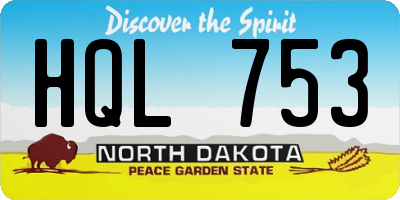 ND license plate HQL753
