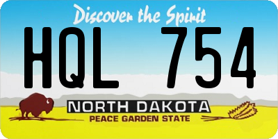 ND license plate HQL754