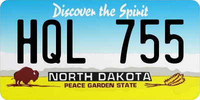 ND license plate HQL755