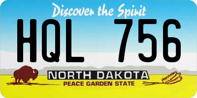 ND license plate HQL756